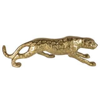 Dekofigur Leopard gold bronze Metall Aluminium Raubkatze Tiger Leopard Sommer Dschungelfigur Dekoration 41 cm