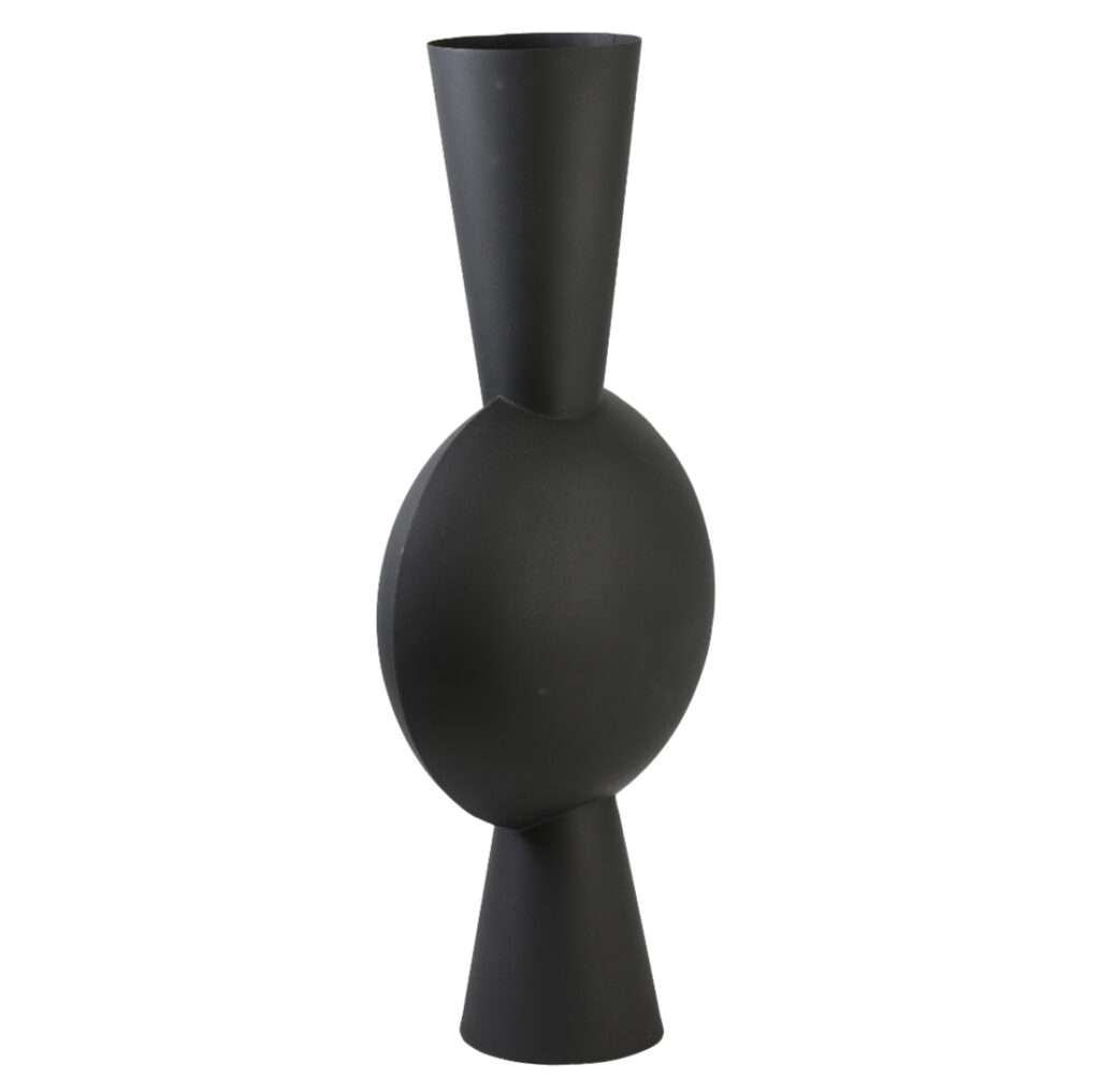 DEKO Vase schwarz matt Metall oval rund 61 cm Flourou Luxury Interior