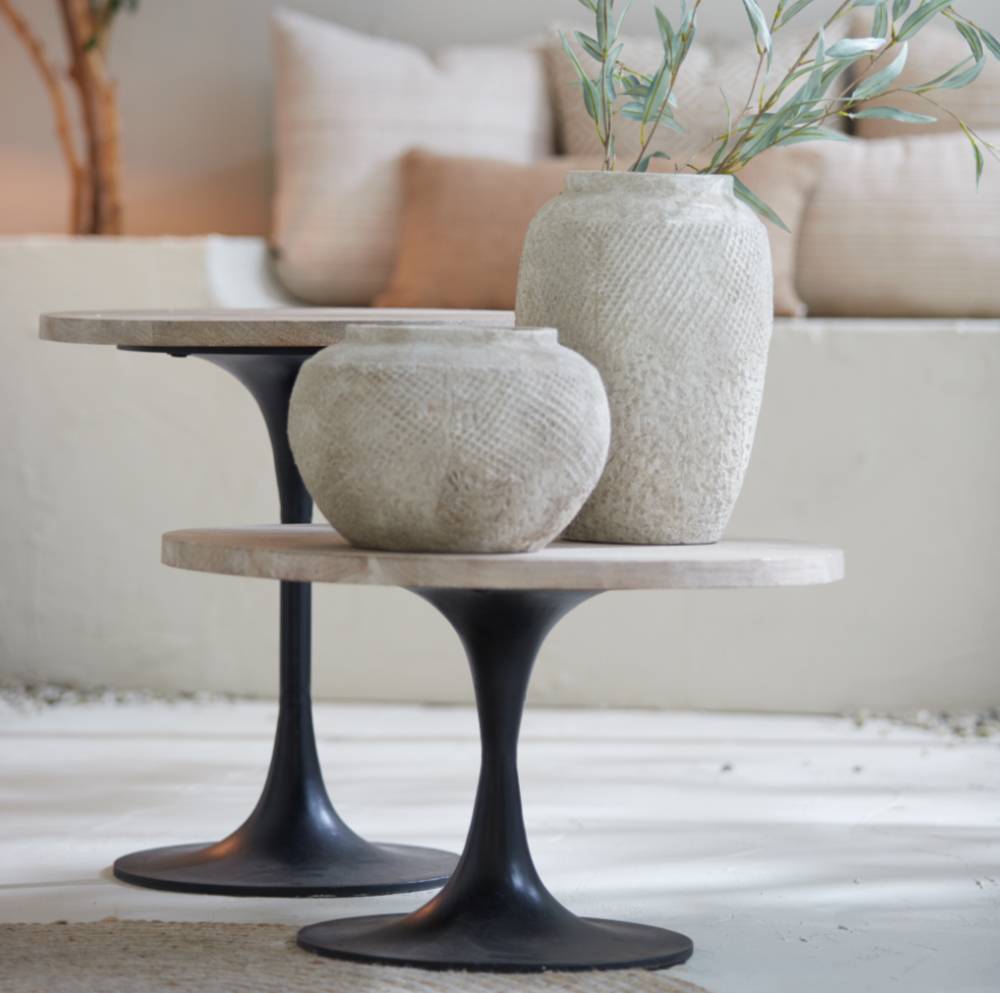 Deko Vase Keramik Zement antik grau beige 33 cm – Flourou Luxury Interior  Design & Art