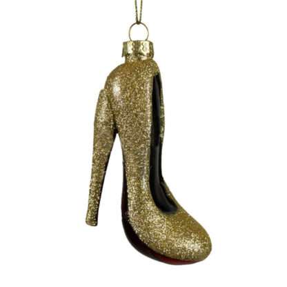 Baumschmuck Weihnachtsschmuck Glashänger Pumps Schuh High heels gold mit roter Sohle Christbaumschmuck edel Weihnachtsdekoration