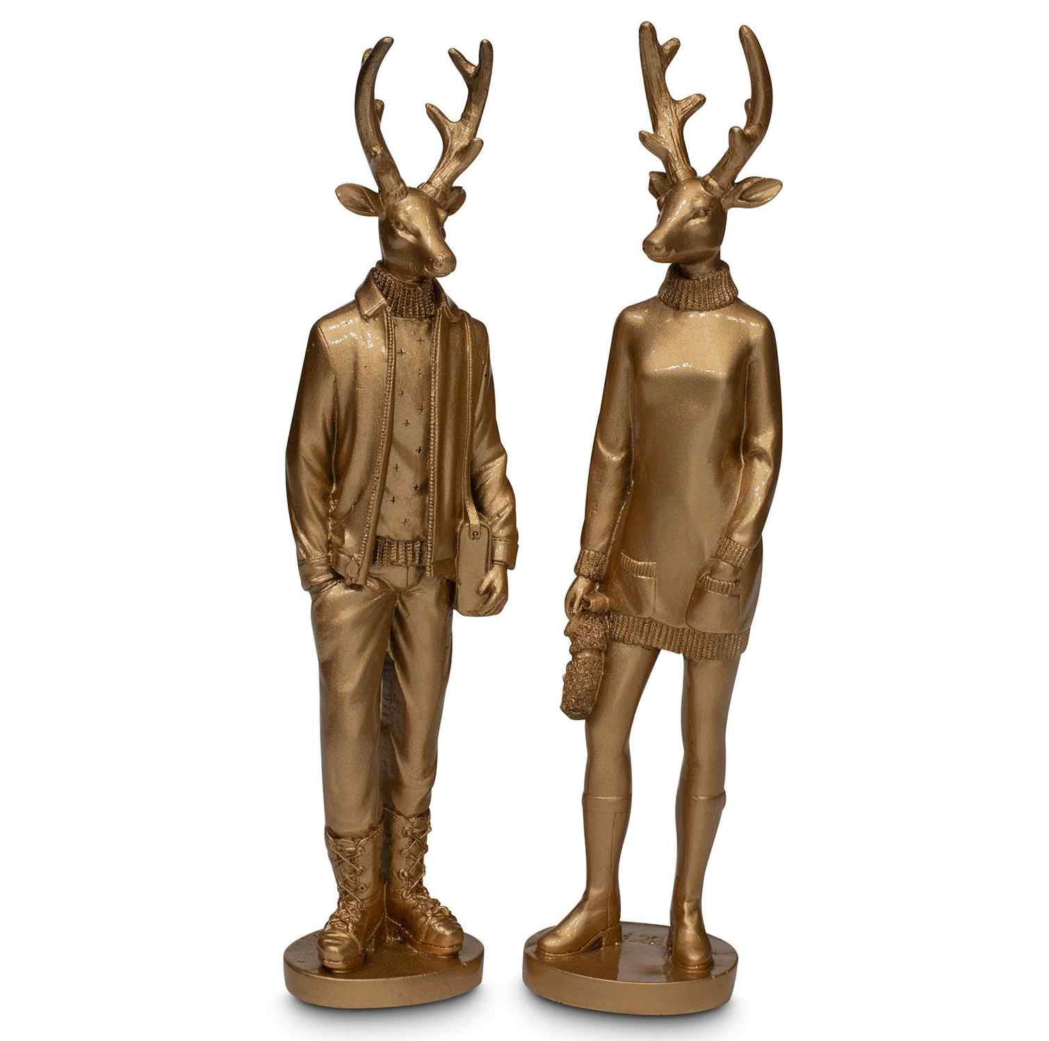 Dekofigur Hirsch Hirschpärchen modern gold 35 cm – Flourou Luxury Interior Design & Art