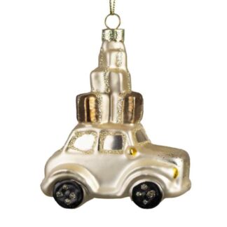 Baumschmuck Auto mit Geschenkpaketen champagner Christbaumschmuck Weihnachtsbaumschmuck champagner Weihnachtsdekoration