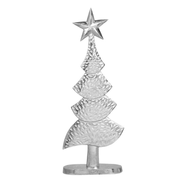 Deko Tannenbaum Weihnachtsbaum mit Stern silber auf Ständer 52 cm