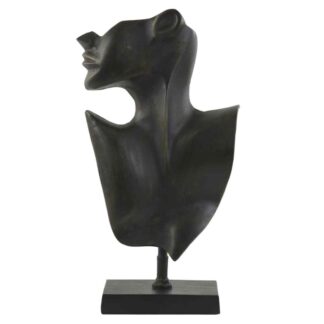 Dekofigur Büste Face schwarz Skulptur Gesicht schwarz bronze aus Metall Büste auf Ständer Deko Objekt Face Gesicht schwarz