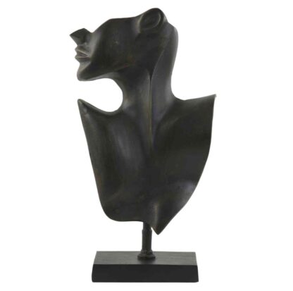 Dekofigur Büste Face schwarz Skulptur Gesicht schwarz bronze aus Metall Büste auf Ständer Deko Objekt Face Gesicht schwarz