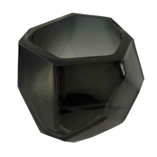 Teelichthalter Windlicht schwarz smoke grau Cube geschliffene Seiten dickes Glas Licht smoke