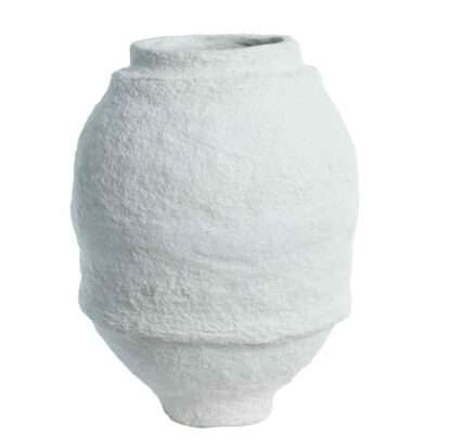Vase weiß Topf aus Pappmache Schale aus Pappmache