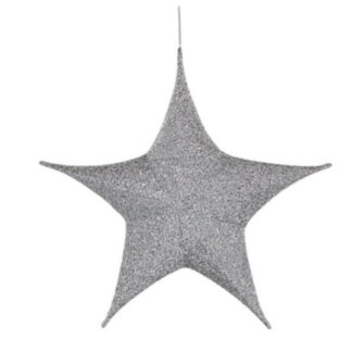 Deko Stern silber Glitter zum Aufhängen Weihnachtsstern Sternaufhänger Weinachtshänger Stern silber