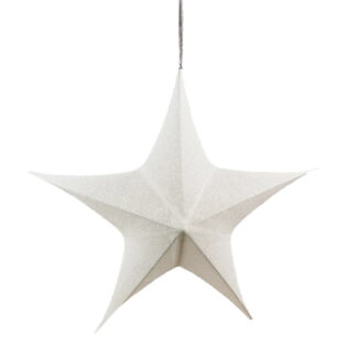 Stern Aufhänger Stoff weiß Glitzer Falt-Stern mit Reisverschluß Weihnachtsdekoration Weihnachtsschmuck Musthave