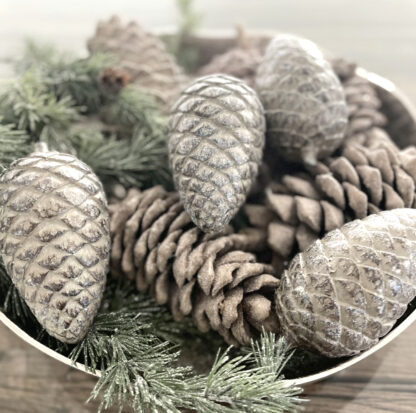 Pinienzapfen Zapfen natur eicht Glitter Aufhänger edel Naturprodukt Tannenzapfen Eichel Pinie
