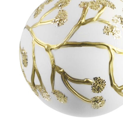 Baumschmuck Glaskugel weiß gold mit Ästen überzogen Handarbeit edle Christbaumkugel weiß gold Weihnachten Weihnachtsdekoration Colmore