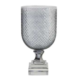 Vase Blumenvase grau schwarz geschliffen Dekovase Vase Rauchglas smoke Glasvase auf Fuß edel modern lene bjerre