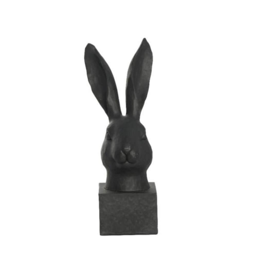 Dekofigur Hase Hasenbüste auf Sockel – 27 Interior Flourou Art schwarz Design & Luxury cm