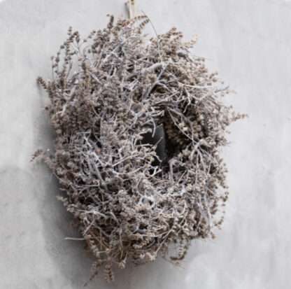 Naturkranz Kranz aus getrocknetem Lavendel und Bonsai Ästen grau beige weiß Wandkranz Türkranz Tischkranz Nest Osternest Osterkranz