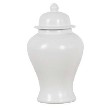 Deckelvase weiß matt Keramik 56 cm Porzellan Vase mit Deckel rund bauchig edel elegant Dekoration Dekolieblinge Ginger Jar Vase