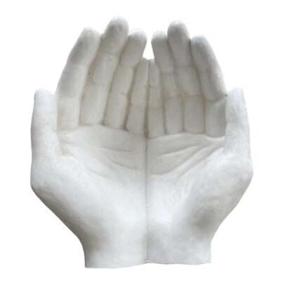 Dekoschale Hand Schale Hände weiß Schale weiß zwei Hände Skulptur XL Obstschale Hände Hand Bowl Hände