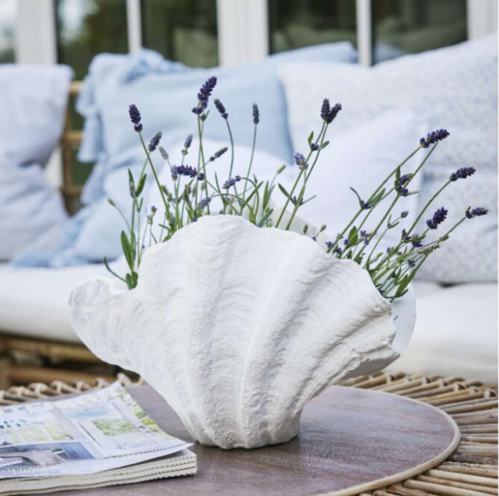 DekoSchale Muschel Vase weiß Shella 23 cm Flourou Luxury Interior