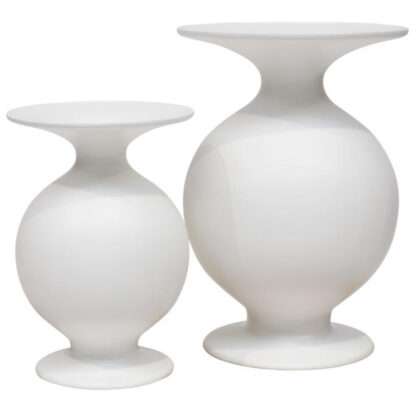 Deko Vase Blumenvase weiß matt modern rund bauchig XL groß 53 cm Dekovase Vase Bodenvase weiß