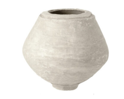 Deko-Vase weiß Topf aus Pappmache Schale aus Pappmache mit Ständer 55 cm XL