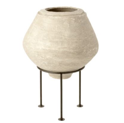 Deko-Vase weiß Topf aus Pappmache Schale aus Pappmache mit Ständer 55 cm XL