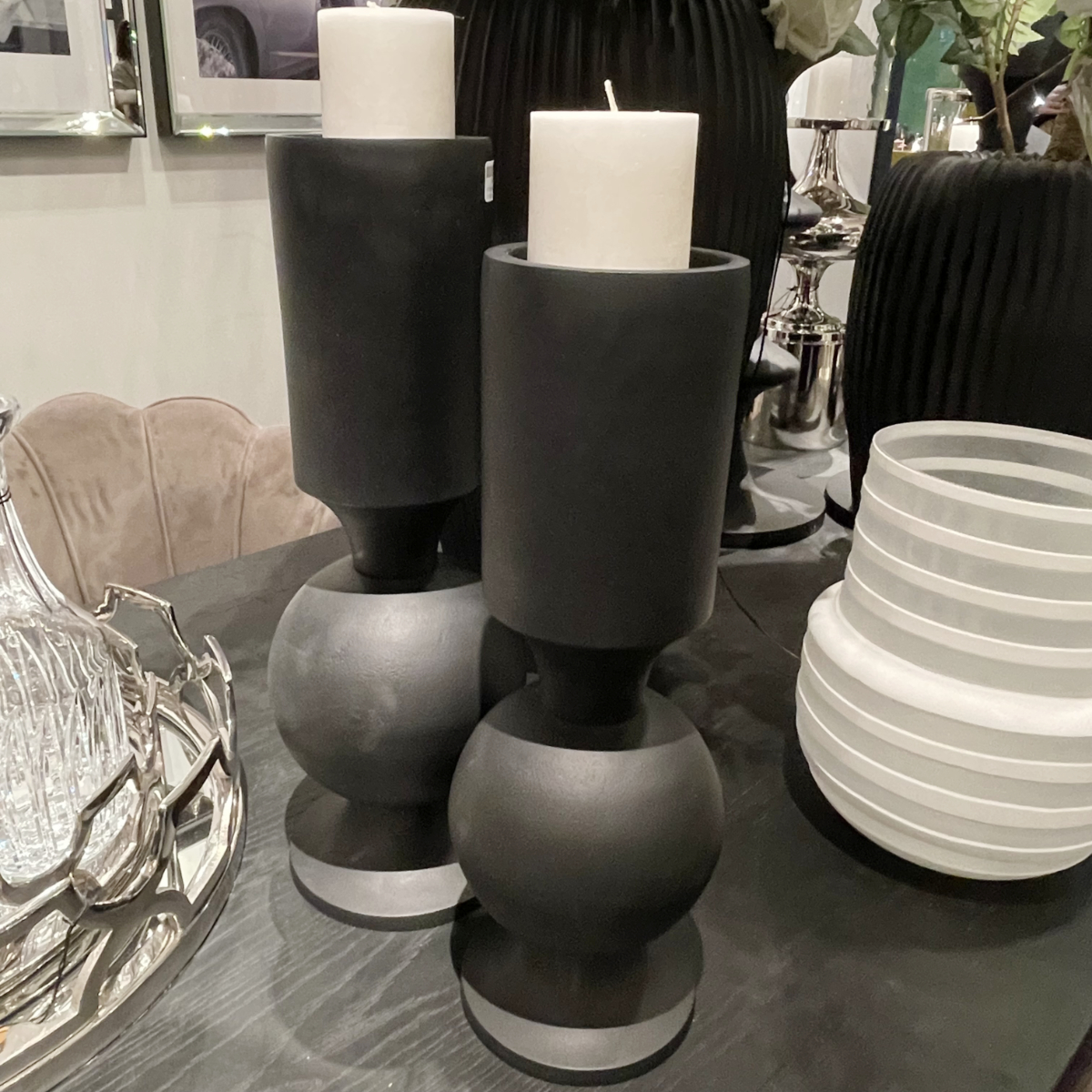 Kerzenständer schwarz matt Metall modern XL 46 cm – Flourou Luxury Interior  Design & Art
