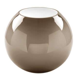 Fink Glasvase Moon grau opal taupe rund bauchige Vase 25 und 20 cm edle Vase rund Blumenvase Blumentopf Glas grau taupe