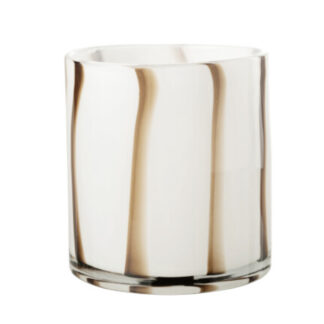 Windlicht Teelichthalter weiß braun schweres dickes Glas kleine Vase 18 cm von J-line