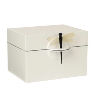 Dekobox Schmuckbox mit Deckel weiß Lack und einer Libelle Box für Badezimmer oder Schmuck Bad-Utensilien Schmuckbox Bad Flur Schlafzimmer Lackbox