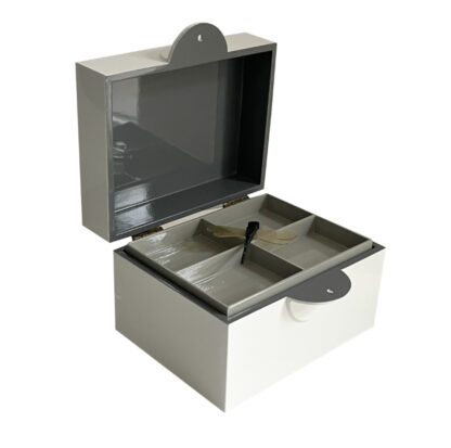 Edle Dekobox Schmuckbox mit Deckel weiß Lack und einer Libelle Box für Badezimmer oder Schmuck Bad-Utensilien Schmuckbox Bad Flur Schlafzimmer Lackbox