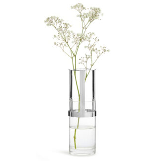 Höhenverstellbare Vase Blumenvase Glas und Metallmanschette Hold von Sagaform edel Glasvase 20 bis 34 cm hoch edel