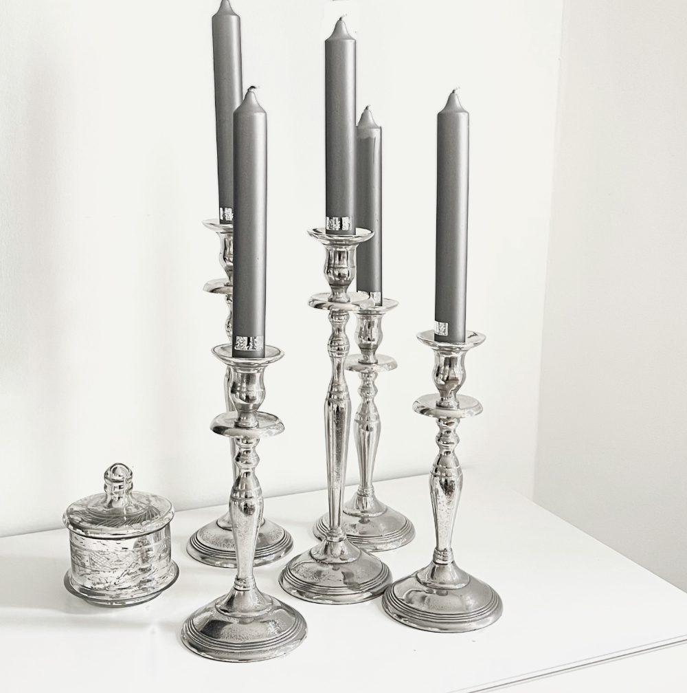 Edler Kerzenständer Kerzenhalter silber Metall 36 cm – Flourou Luxury  Interior Design & Art