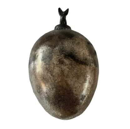 OSTEREI DEKO-EI HASE SILBER BRONZE GOLD großes Glasei bronze antik mit Hasenaufhänger 23 cm Osterdekoration Ostern must have