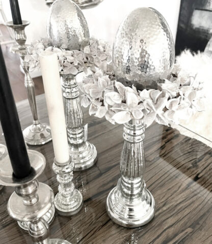 Kerzenhalter Kerzenständer Bauernsilber Glas silber edel 30 cm