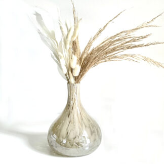 Vase Blumenvase weiß beige aus Glas gesprenkelt bauchig handgemacht edel