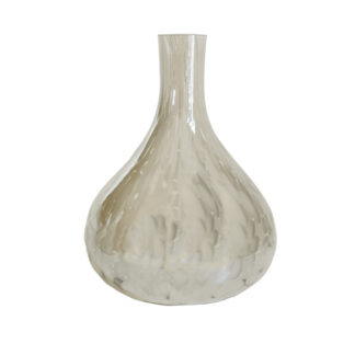 Vase Blumenvase weiß beige aus Glas gesprenkelt bauchig handgemacht