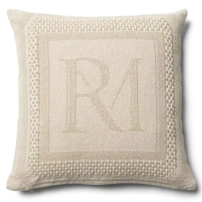 Kissen BEIGE Riviera Maison Jacquard Kissen beige mit Logo RM 50 cm Pillow Cover