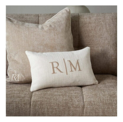 Kissen weiß taupe Riviera Maison Classic Kissen weiß mit Logo RM 50x30 cm Pillow Cover