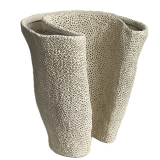 Dekovase Vase weiß beige Koralle geschwungen edel elegant 30 cm Sommerdekoration Korallenmotiv