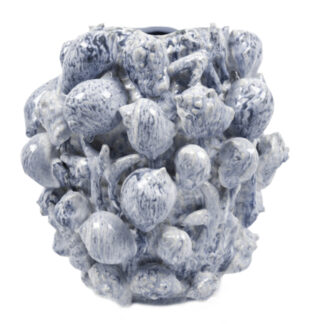 Vase mit Muscheln Muschelvase Dekovase blau weiß edel 32 cm von AM-Design Sommerdekoration Meerestiere Sommerinspiration