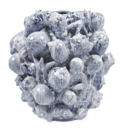 Vase mit Muscheln Muschelvase Dekovase blau weiß edel 32 cm von AM-Design Sommerdekoration Meerestiere Sommerinspiration