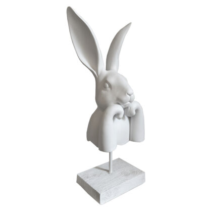 Deko-Hase Hasenbüste weiß Hase auf Ständer Dekobüste auf Fuß Osterdekoration Ostern Frühlingserwachen