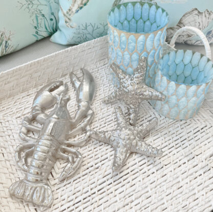 Dekofigur Lobster und Seestern silber Metall Aluminium edel Sommer Meerestiere Strand Meer Sommerdekoration
