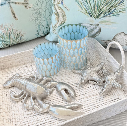 Dekofigur Lobster und Seestern silber Metall Aluminium edel Sommer Meerestiere Strand Meer Sommerdekoration
