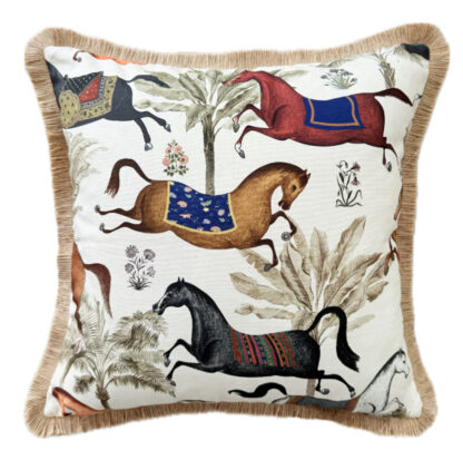 DEKO-KISSEN MOTIV PFERD beige creme 45 CM VON STEEN DESIGN KISSEN PFERD PFERDEMOTIV EDEL LUXUS EQUESTRIAN Pferdeliebhaber Pferderennen