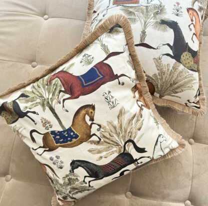 DEKO-KISSEN MOTIV PFERD beige creme 45 CM VON STEEN DESIGN KISSEN PFERD PFERDEMOTIV EDEL LUXUS EQUESTRIAN Pferdeliebhaber Pferderennen