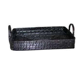 Tablett Deko-Tablett Rattan schwarz