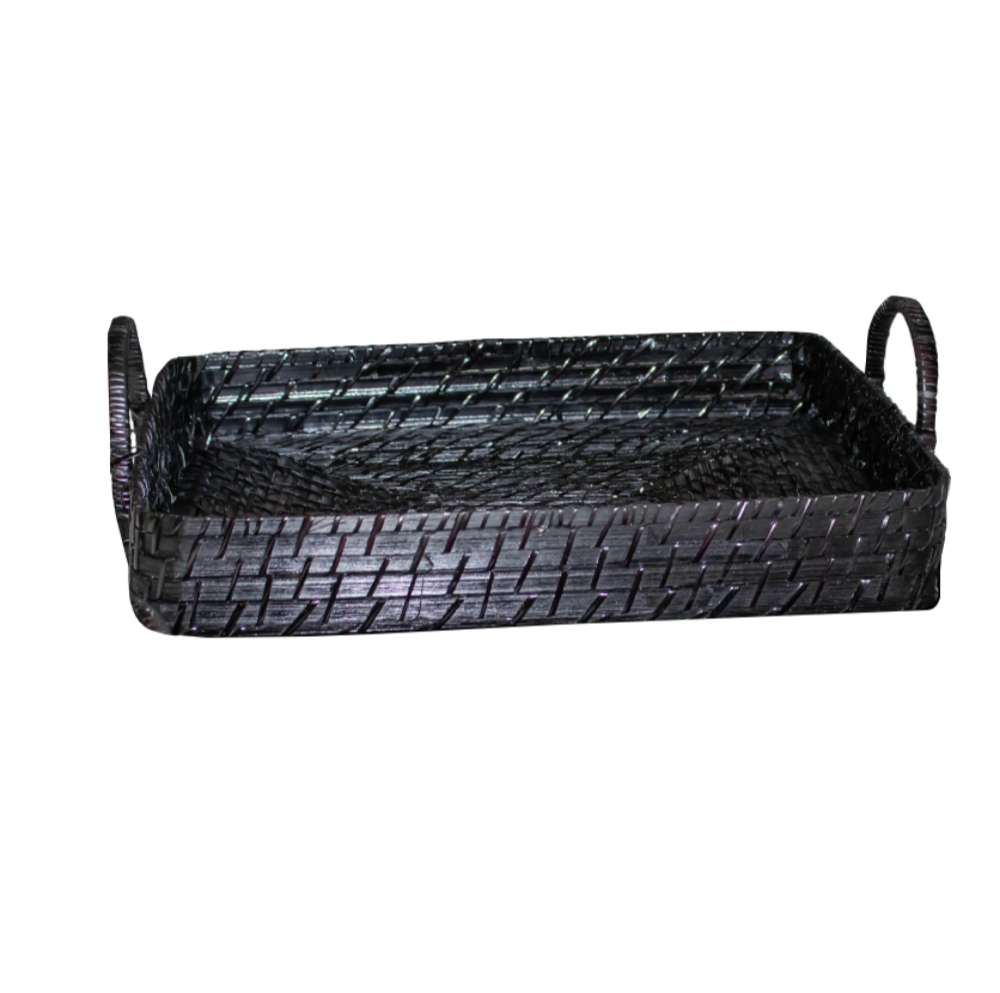Tablett Deko-Tablett Rattan schwarz