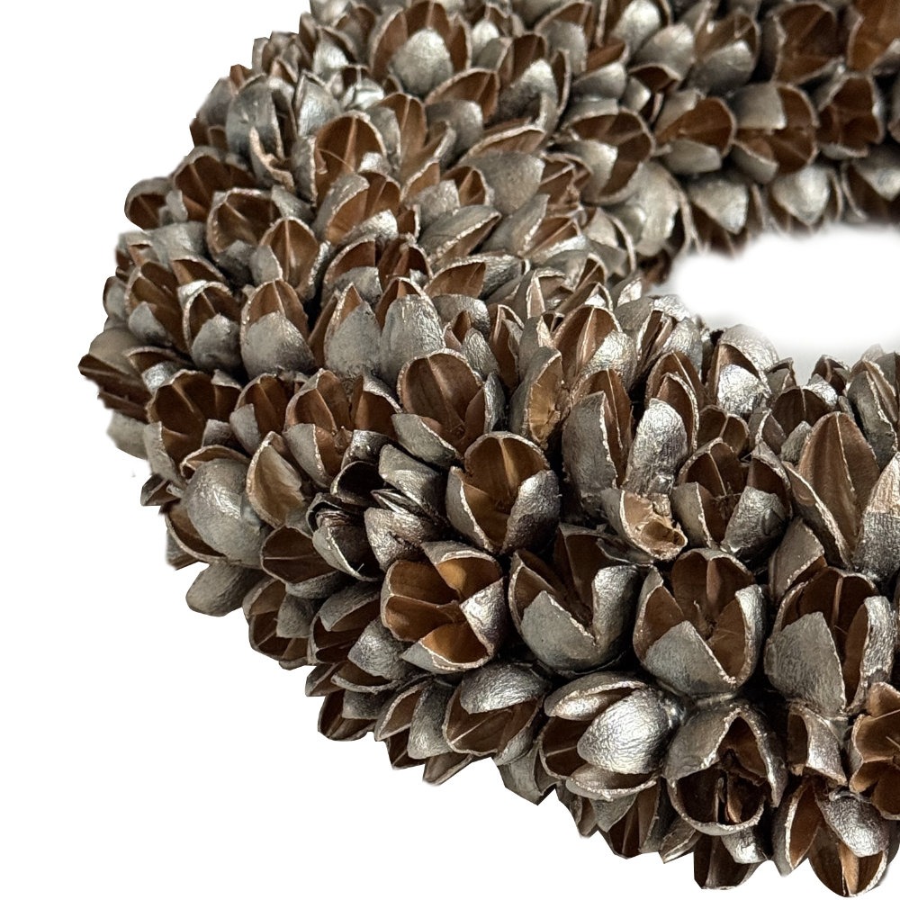 Deko Kranz Bakuli platinum braun edel Naturkranz Türkranz Wandkranz Tischkranz 30 cm couronne