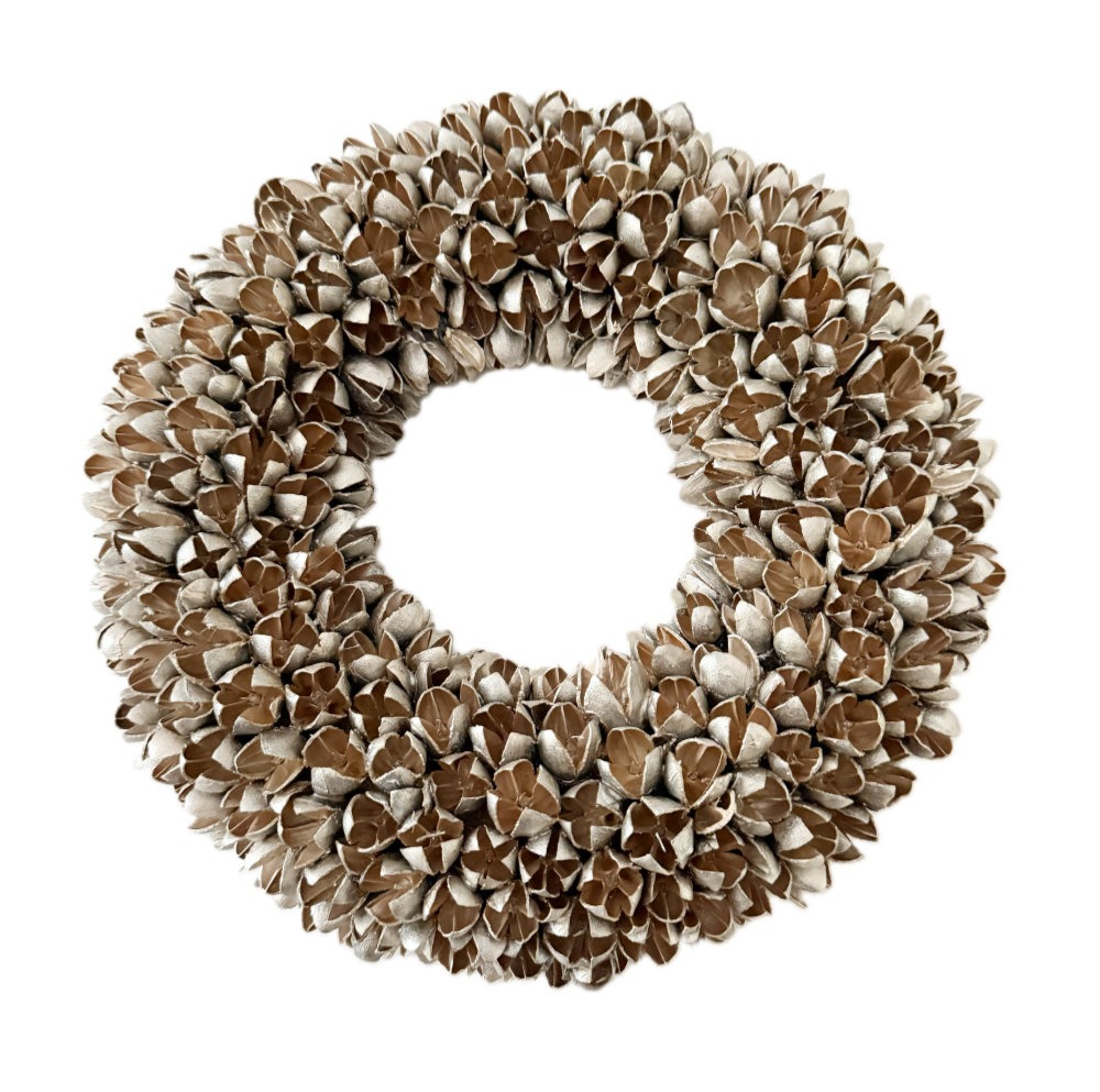 Deko Kranz Bakuli platinum braun edel Naturkranz Türkranz Wandkranz Tischkranz 30 cm couronne