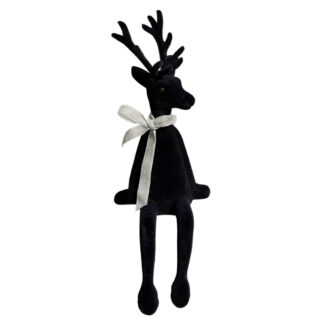 Dekofigur Hirsch Kantenhocker schwarz 33 cm mit Schleife Hirschdekoration Herbstdekoration von scheulen